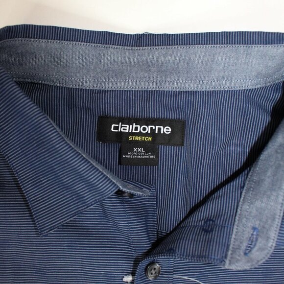 Claiborne Stretch XXL Blue Striped Button Down - Picture 7 of 7